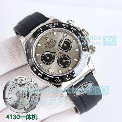 Clean Factory Clone Rolex Cosmo Daytona Oysterflex Grey Dial Swiss 4130 Watch 